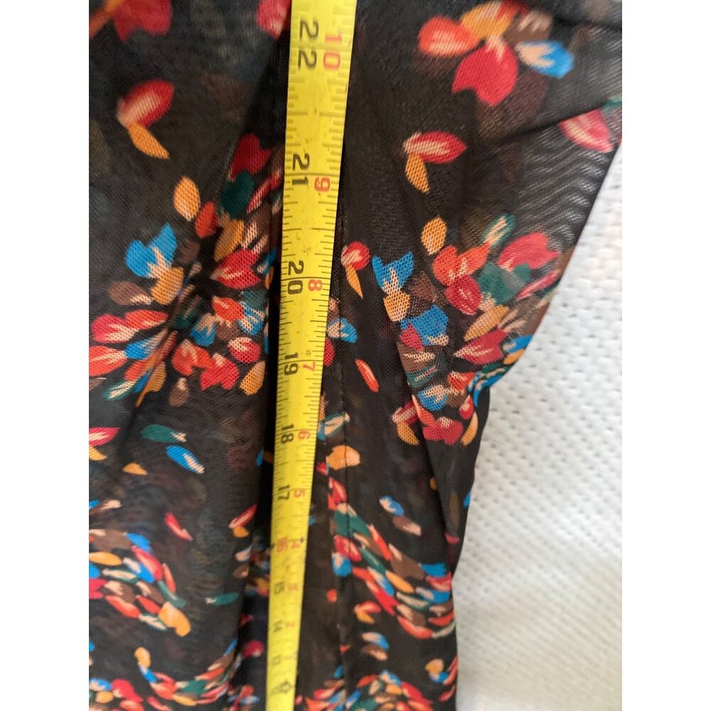 Free People Ruched Mesh Midi Dress Black Floral Slit Small - Picture 13 of 15
